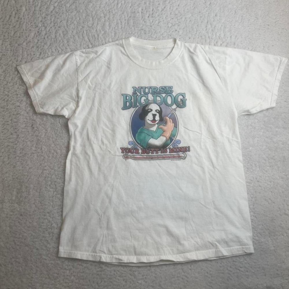 Vintage nurse big dogs men's‎ white tshirt 90s graphic L